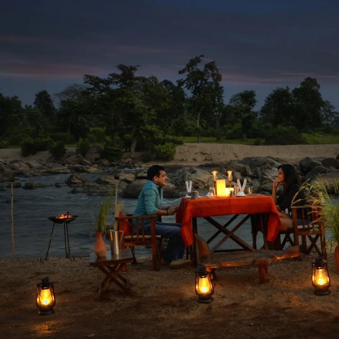 Riverside candlelit dining